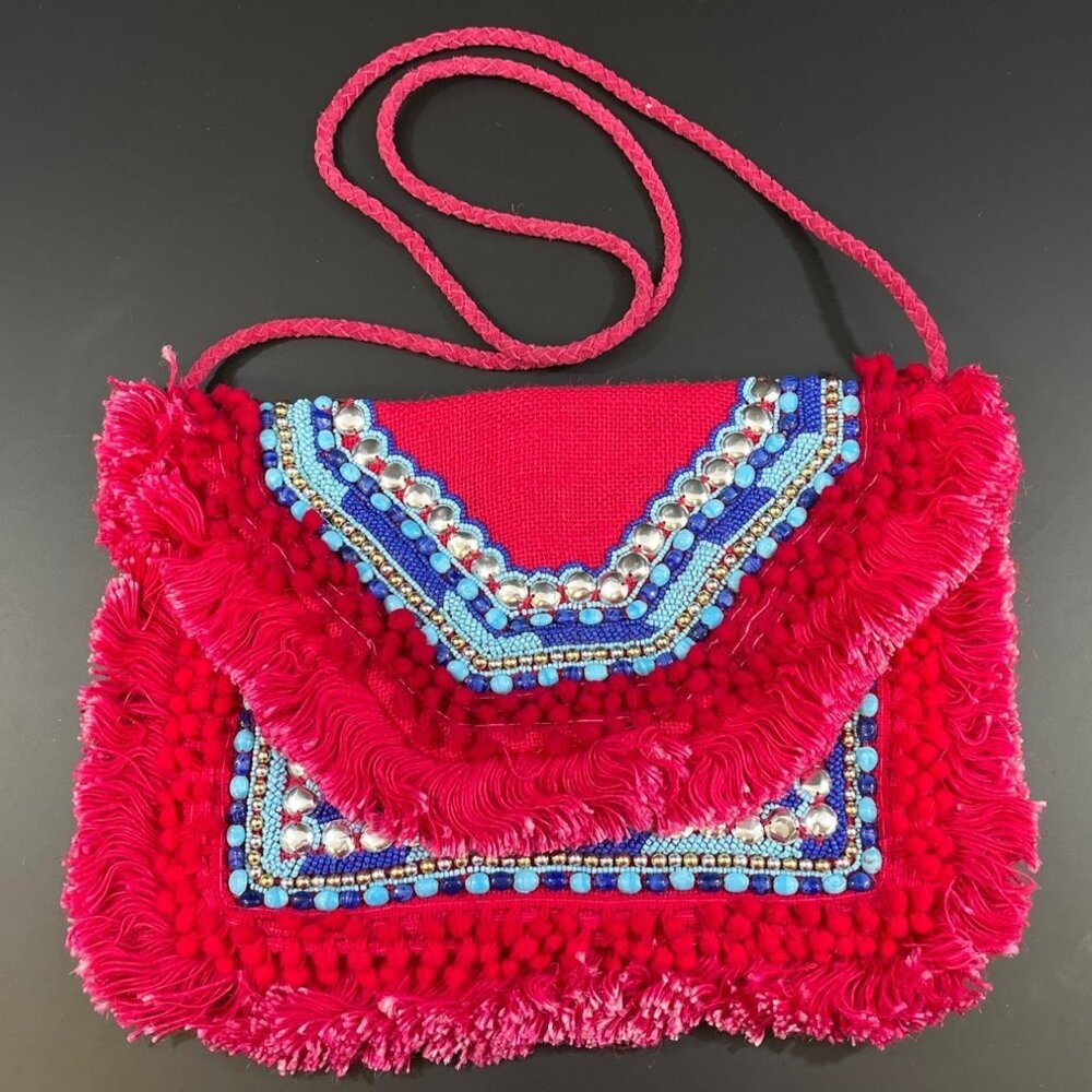 Shashi Women's Pink Beaded Purse/Clutch Crossbody SKU 5006